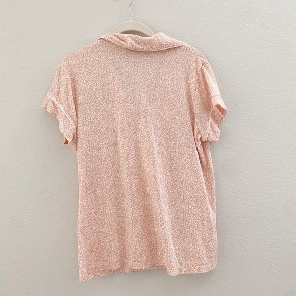 Eberjey Patterned Peach Button Down Pajama Shirt size Small - Picture 3 of 5